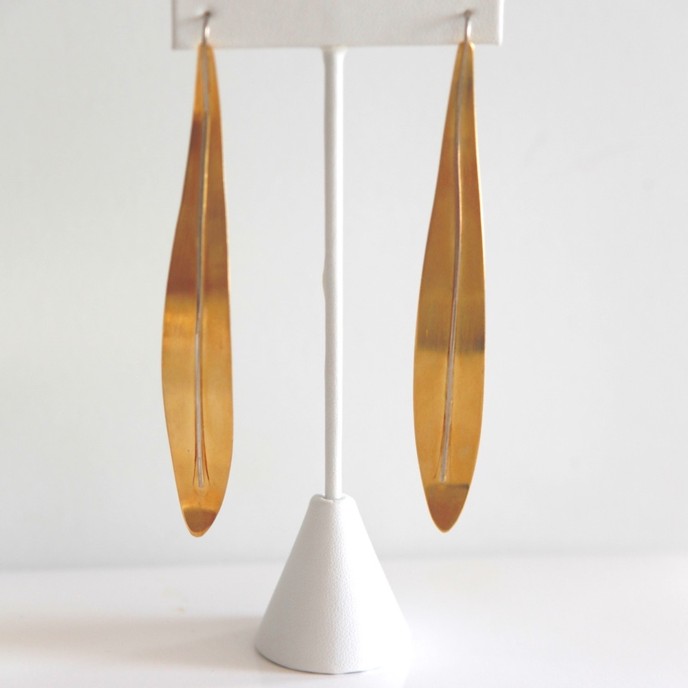 Handmade Banana leaf earrings 18kt Gold Plated NWOT